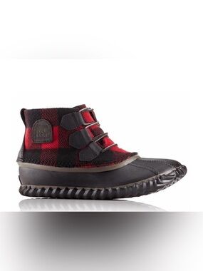 Sorel Out ‘N About 1757741 Sz 7 Red & Black Buffalo Plaid Waterproof Winter Boot